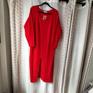 Bloomingdale's 100% Cashmere Scarlet Knit Long Sleeve Dress